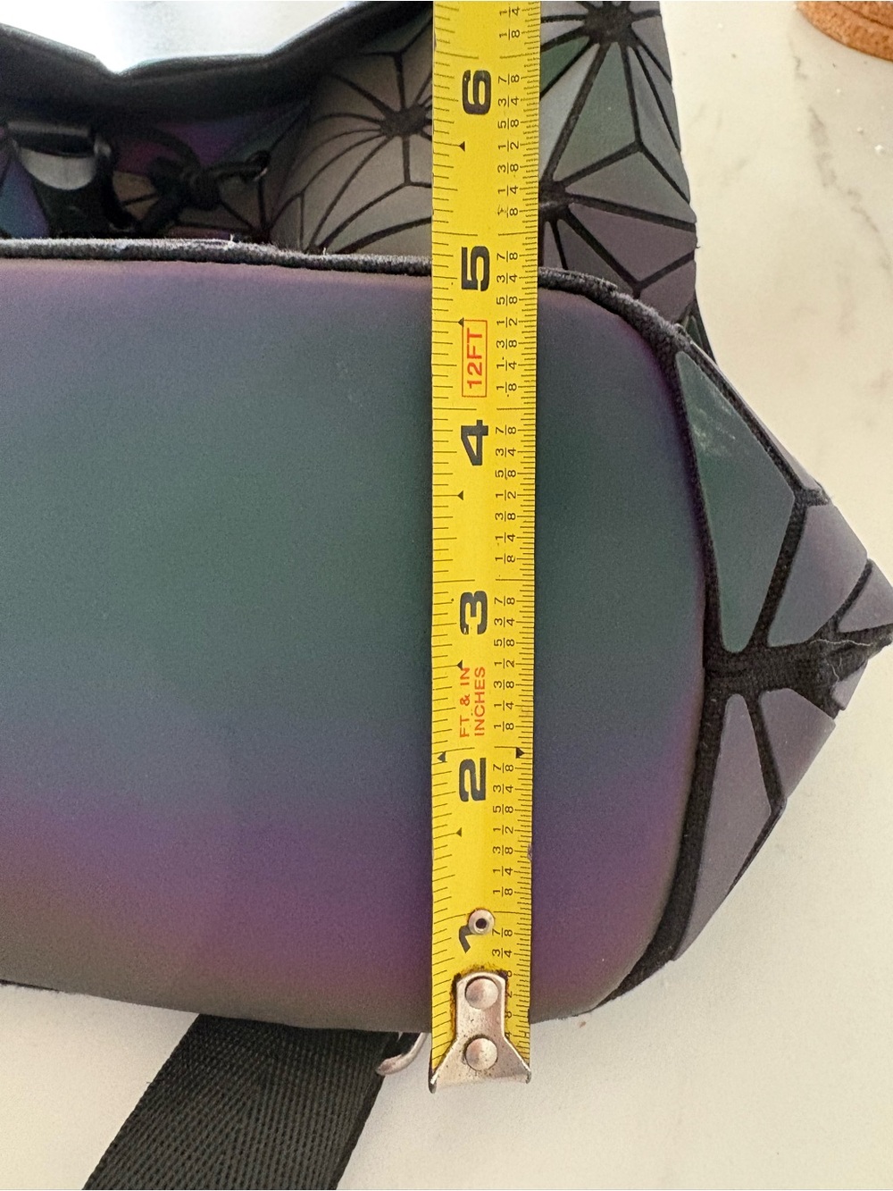BAO BAO ISSEY MIYAKE Holographic Geometric Prism PVC Backpack Drawstring Flap - Picture 11 of 12
